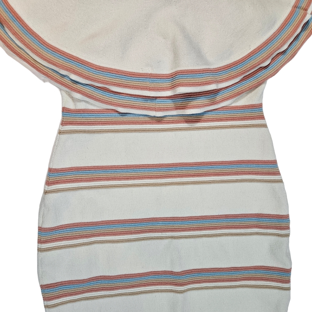 Endless Rose Striped Off Shoulder Ruffle Collar Sweater Dress Sz Large Coquette - Picture 10 of 16